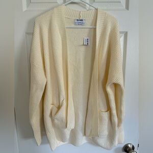 NWT OLD NAVY open front waffle weave cream cardigan size Medium Tall